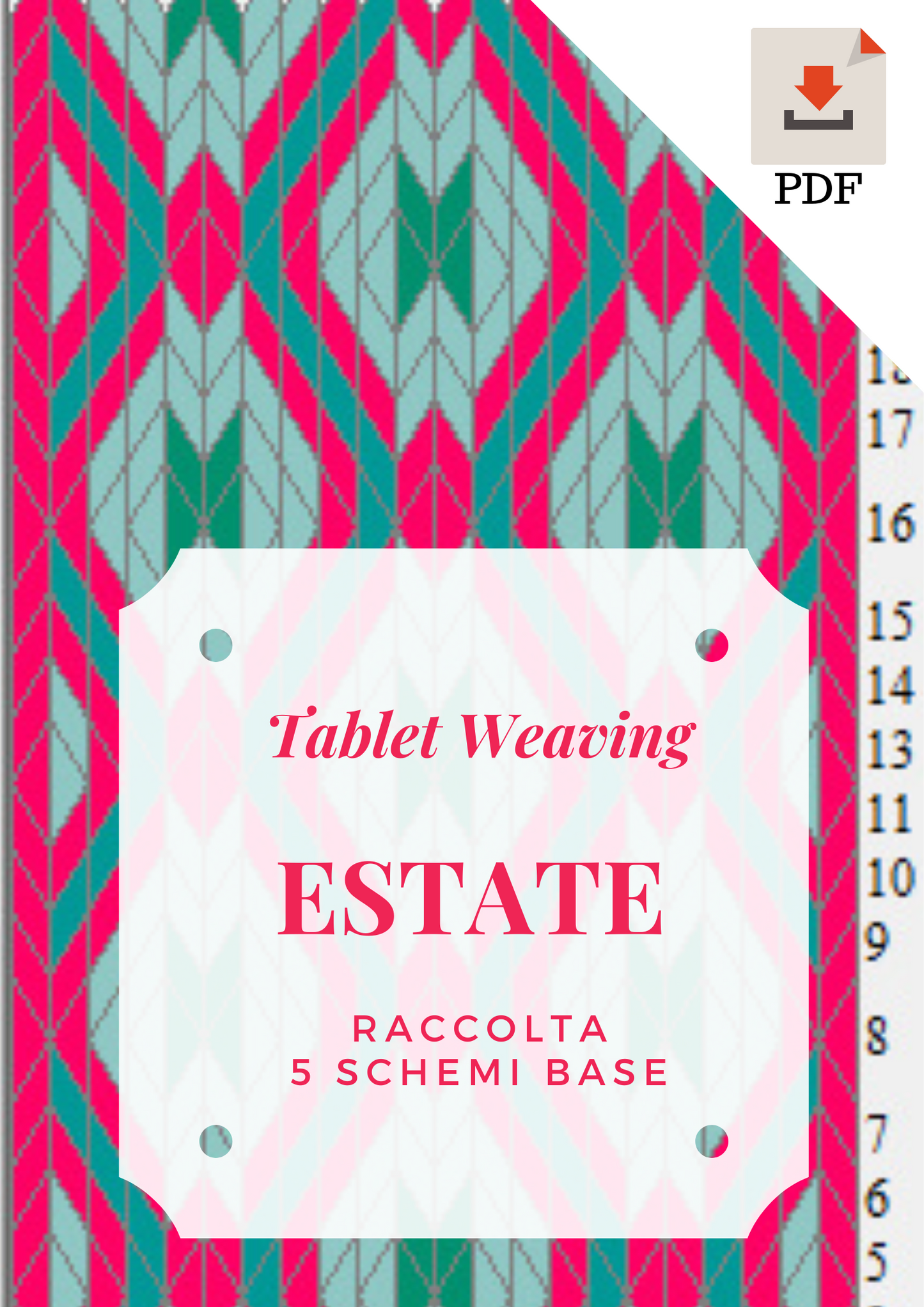 Schemi Estate tessitura a tavolette, disegni semplici colori estivi per creare cinture e decorazioni, download immediato pattern pdf