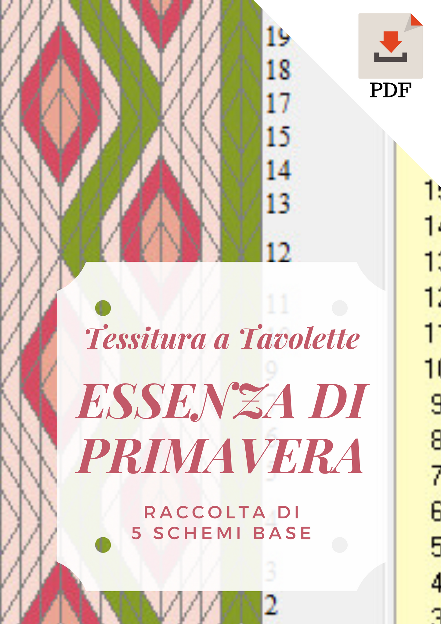 Schemi Primavera tessitura a tavolette, disegni semplici per creare cinture e decorazioni, download immediato pattern pdf