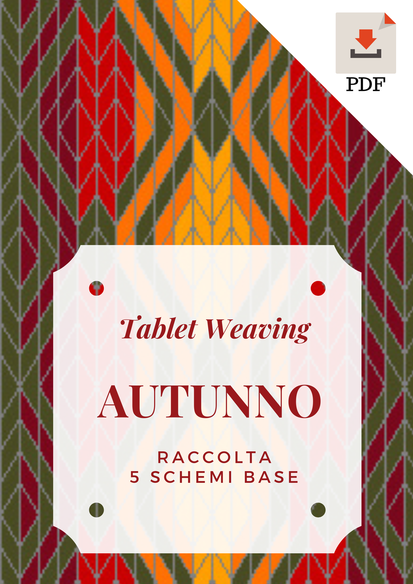 Schemi Autunno tessitura a tavolette, disegni semplici colori autunnali per creare cinture e decorazioni, download immediato pattern pdf