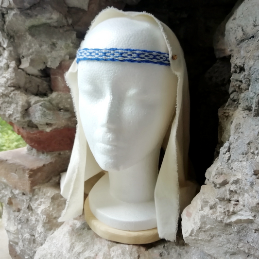 Fascetta fronte per velo medievale o da sposa, accessori per la capigliatura, rievocazione medievale, fascia frontale donna