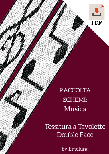 schemi musicali tessitura a tavolette double face, tessitura con le carte doppia faccia, chiave di violino e note musica, livello intermedio